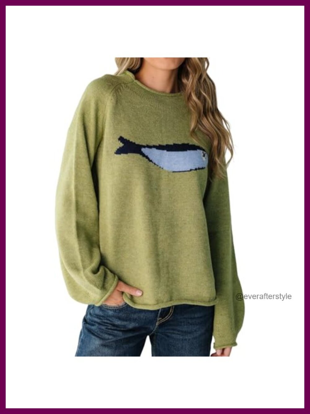 Oversized Roll Neck Chunky Knit Pullover Sweater with Animal Graphic